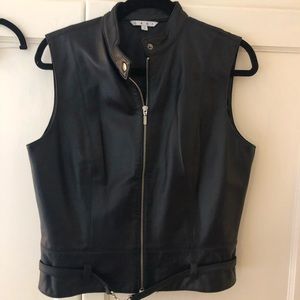 Cabi black leather vest.